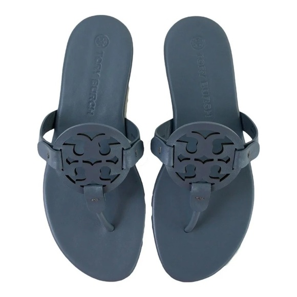 Tory Burch Miller Soft Women's Leather Memory Foam Slide Thong Sandals 10 - Picture 2 of 8